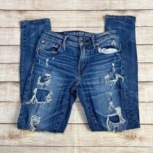 American Eagle AirFlex+ Athletic Skinny Distressed Ripped Jeans Mens 28x32